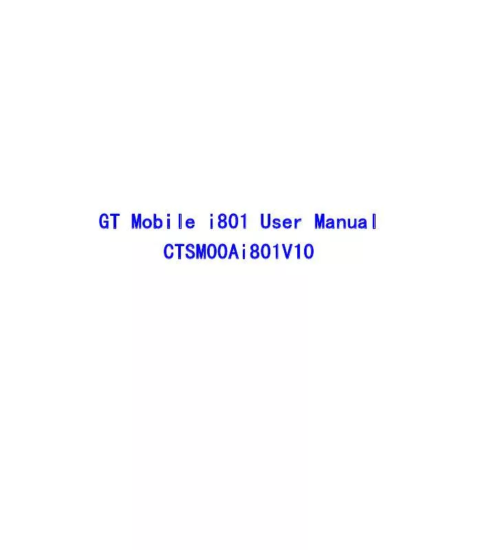 Mode d'emploi GT MOBILE I801