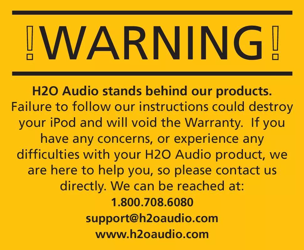 Mode d'emploi H2O AUDIO H1-9A1