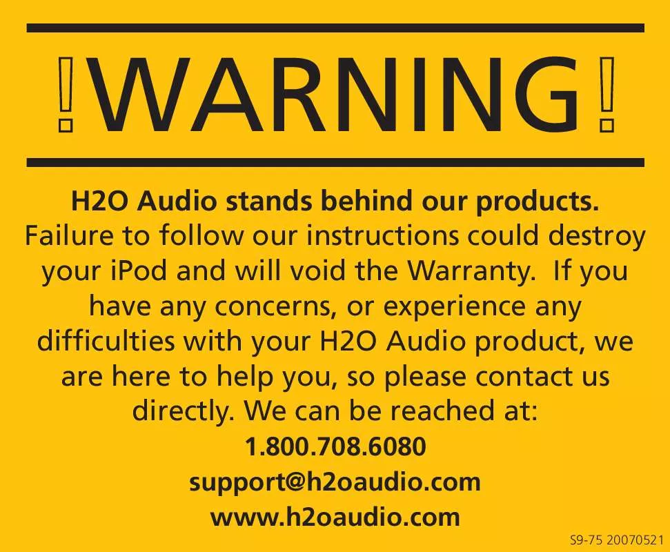 Mode d'emploi H2O AUDIO S8-1A3