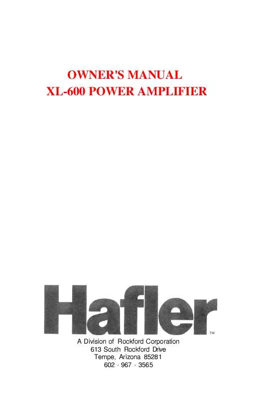 Mode d'emploi HAFLER XL-600