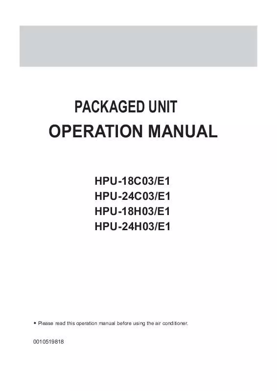 Mode d'emploi HAIER HPU-18C03/E1