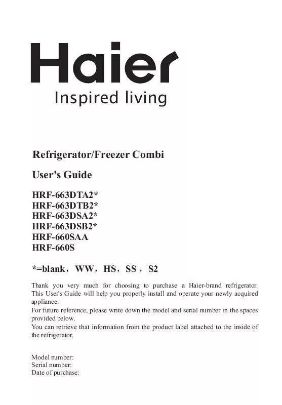 Mode d'emploi HAIER HRF-663DSB2