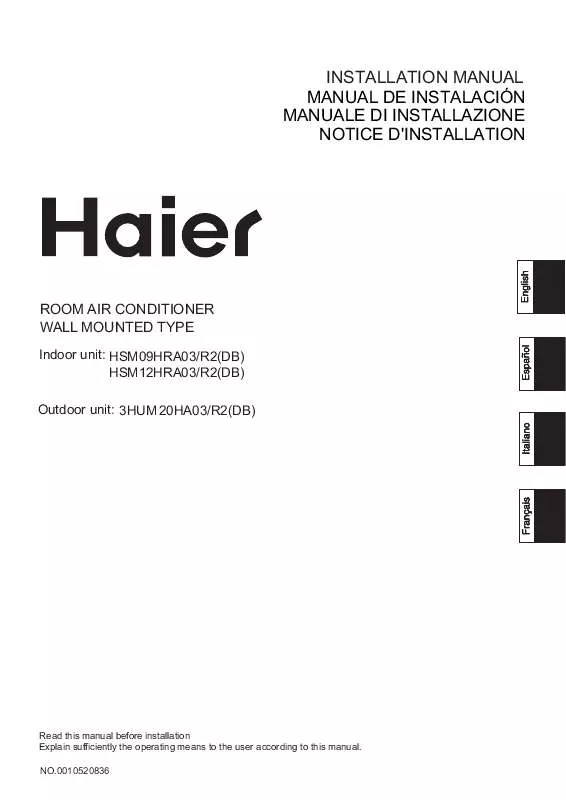 Mode d'emploi HAIER HSM0912HRA03-R2