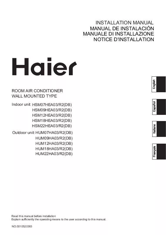 Mode d'emploi HAIER HSM09HEA03-R2