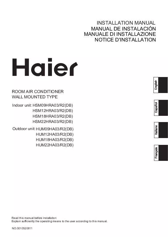 Mode d'emploi HAIER HSM12HRA03-R2