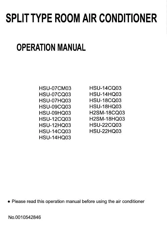 Mode d'emploi HAIER HSU-07CM03
