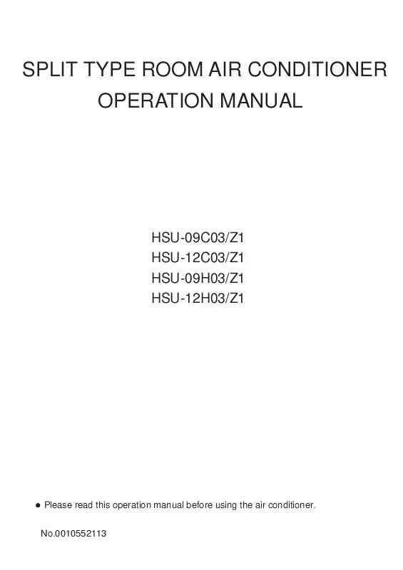 Mode d'emploi HAIER HSU-09C03/Z1