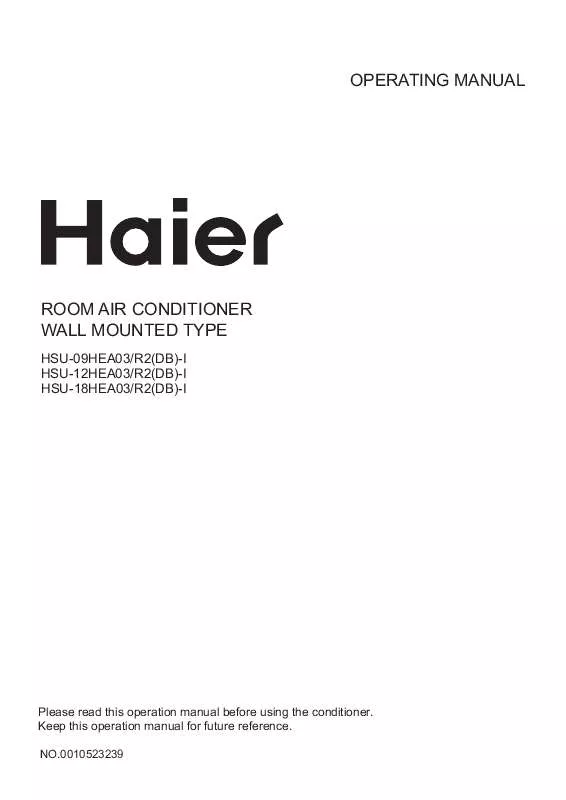 Mode d'emploi HAIER HSU-09HEA03-R2-I