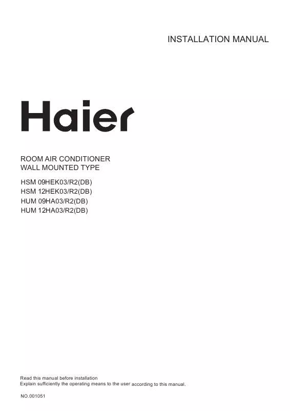 Mode d'emploi HAIER HSU-09HEK03/R2