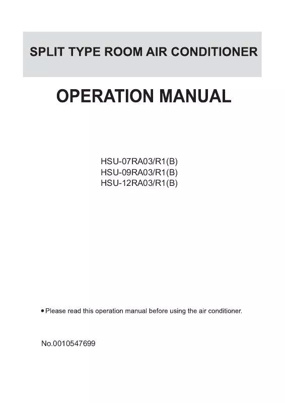 Mode d'emploi HAIER HSU-09RA03R1(B)