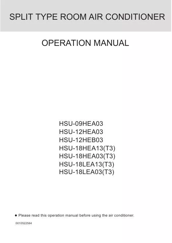 Mode d'emploi HAIER HSU-12HEB03