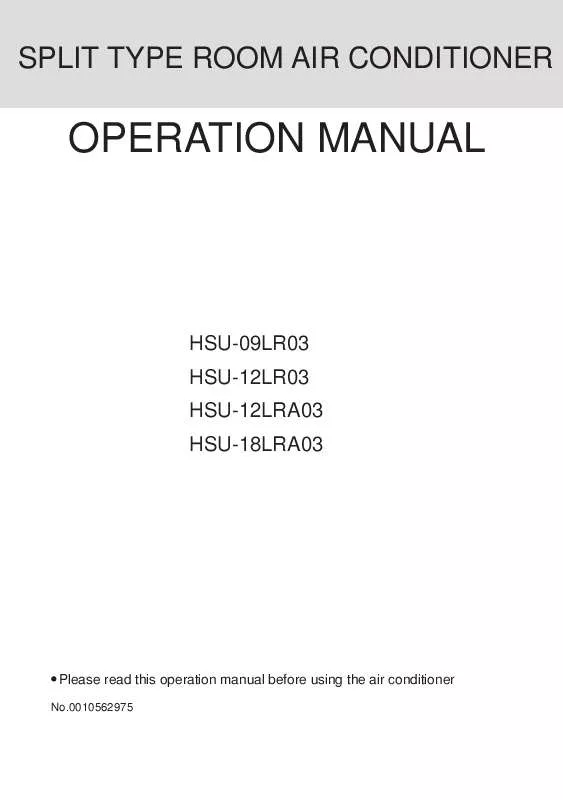 Mode d'emploi HAIER HSU-12LRA03
