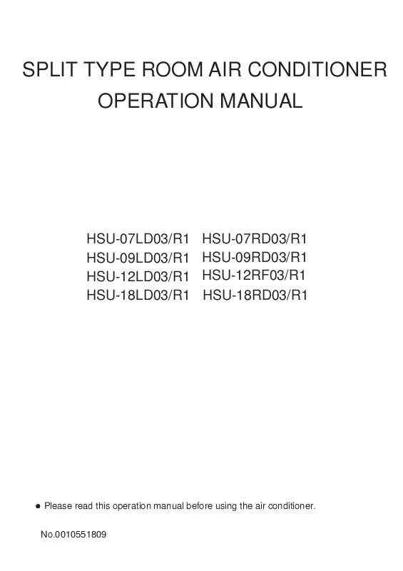 Mode d'emploi HAIER HSU-18RD03-R1