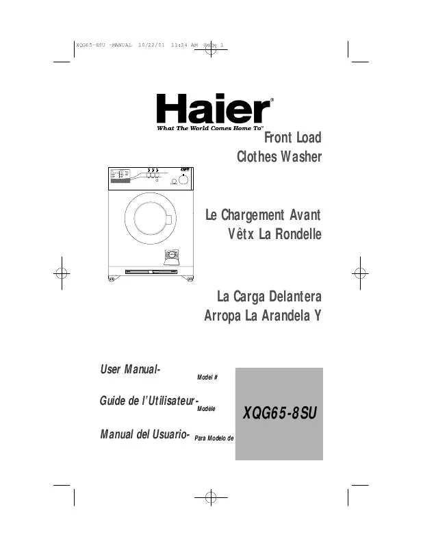Mode d'emploi HAIER XQG65-8SU