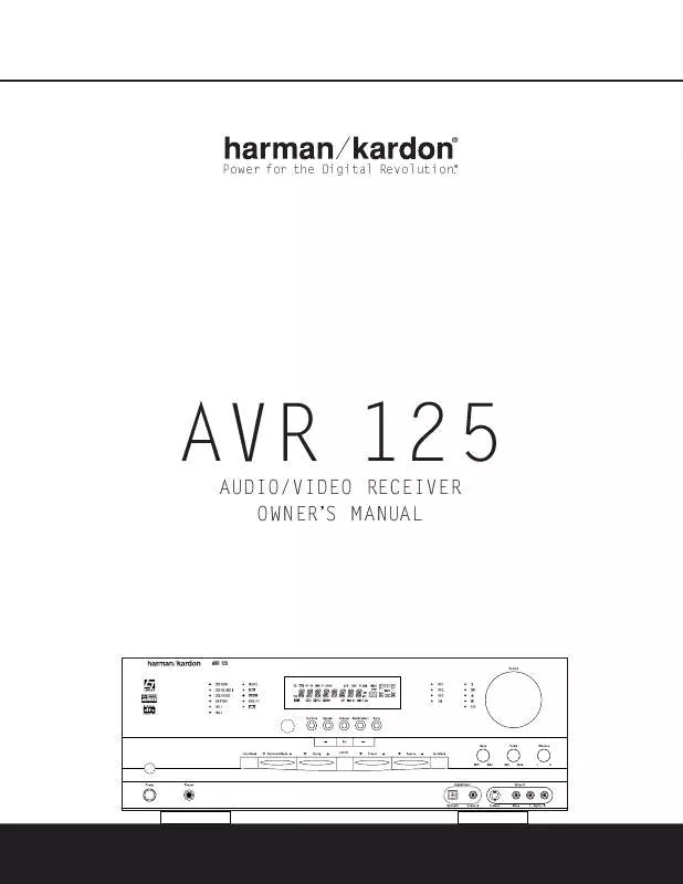 Mode d'emploi HARMAN KARDON AVR 125