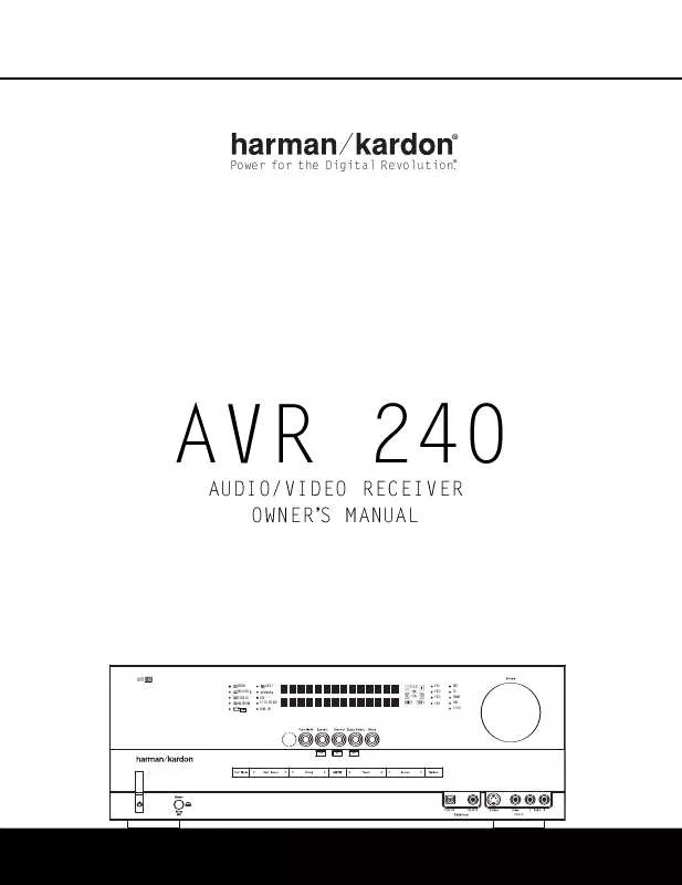 Mode d'emploi HARMAN KARDON AVR 240