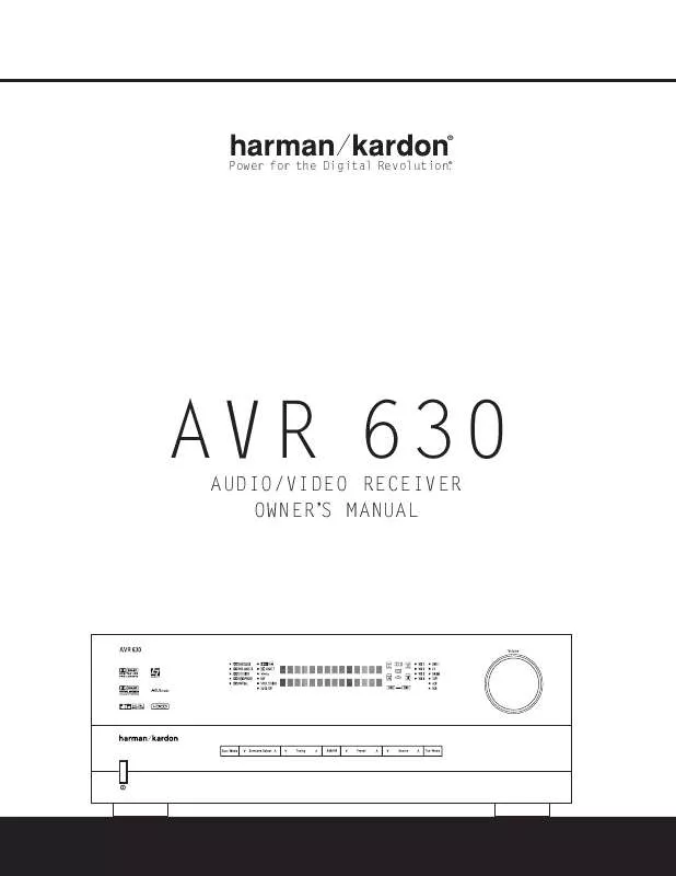 Mode d'emploi HARMAN KARDON AVR 630