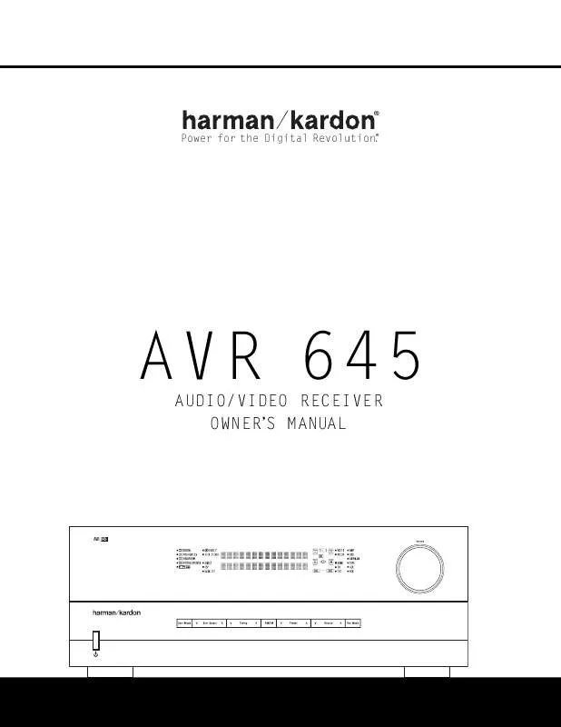 Mode d'emploi HARMAN KARDON AVR 645