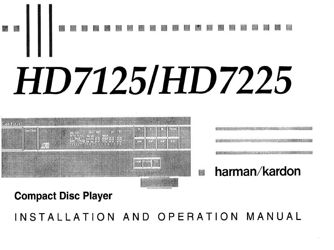 Mode d'emploi HARMAN KARDON HD7225