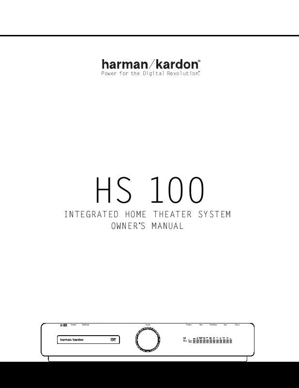 Mode d'emploi HARMAN KARDON HS 100