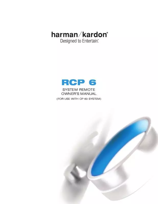 Mode d'emploi HARMAN KARDON RCP 6