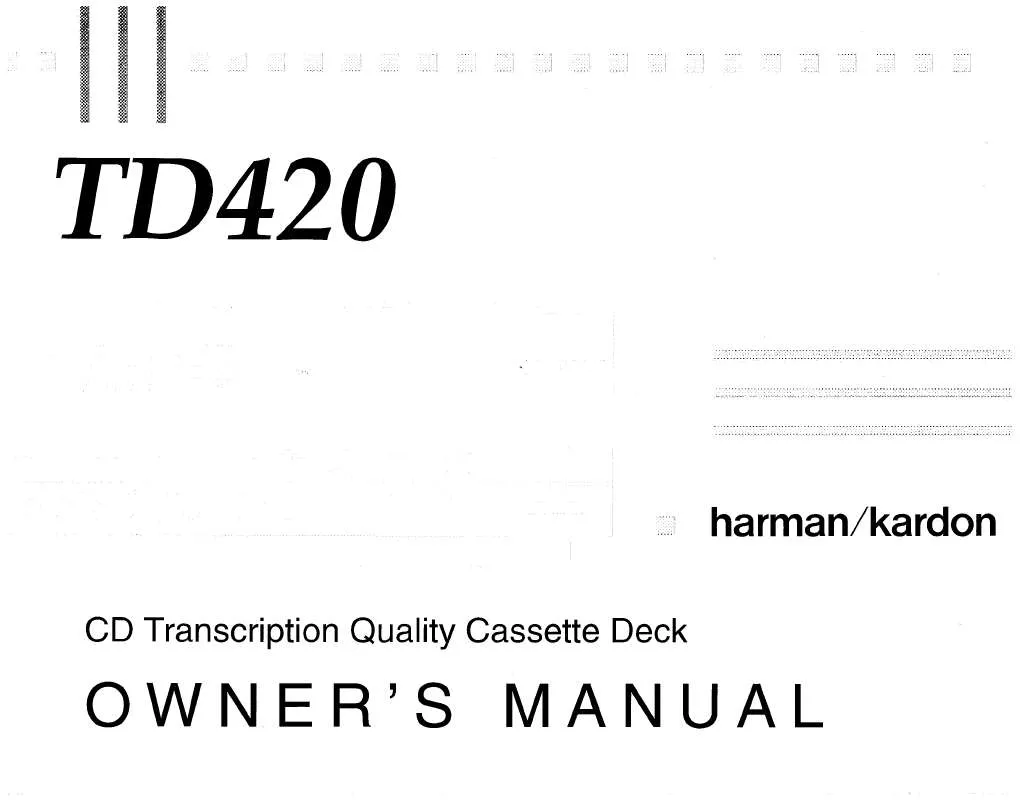 Mode d'emploi HARMAN KARDON TD420