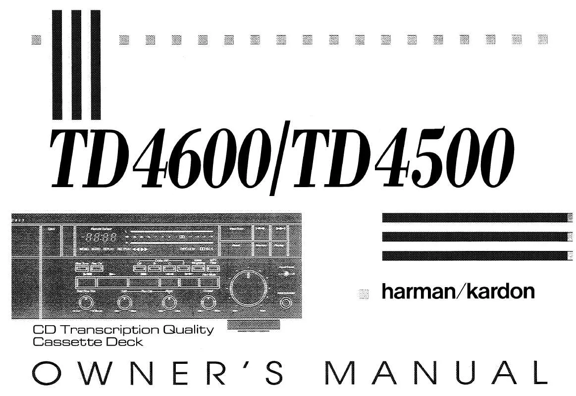 Mode d'emploi HARMAN KARDON TD4600