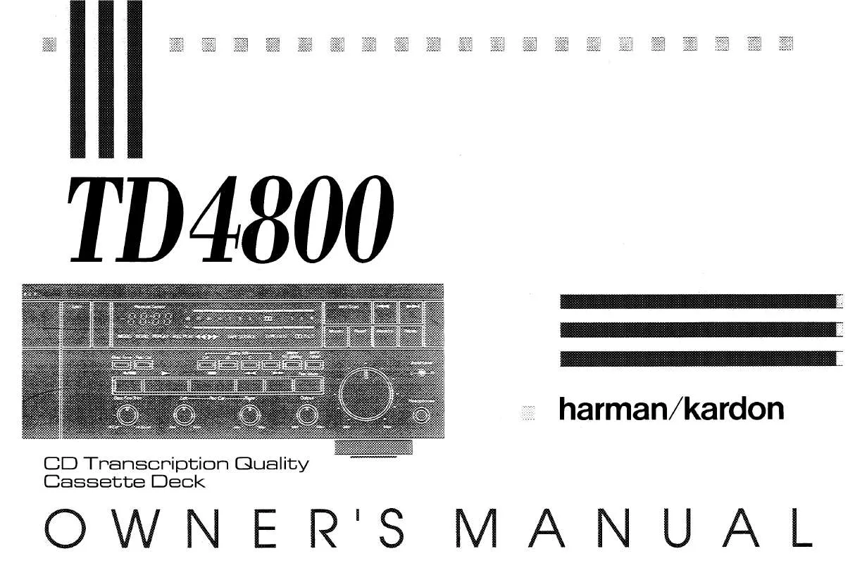 Mode d'emploi HARMAN KARDON TD4800