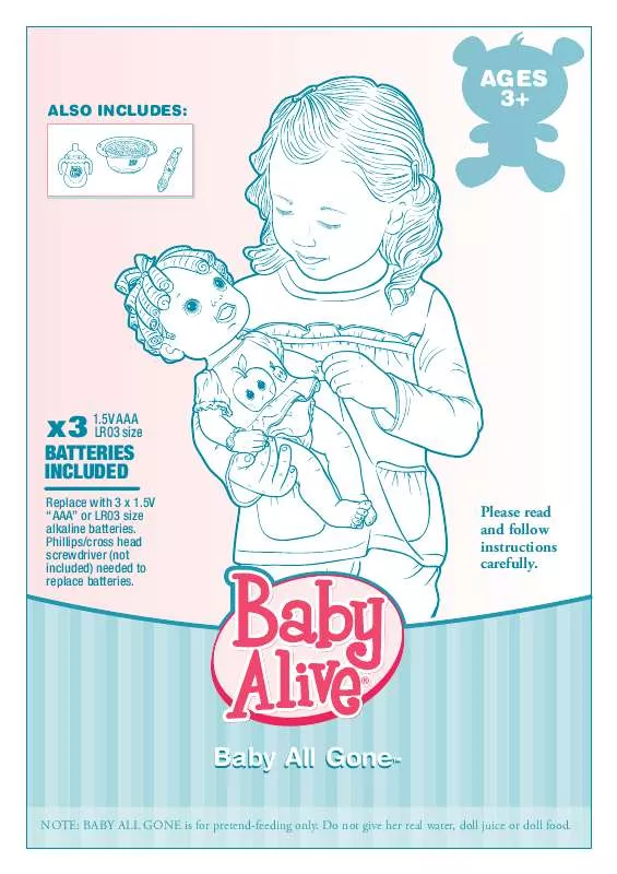 Mode d'emploi HASBRO BABY ALIVE BABY ALL GONE 19313 AND 19317