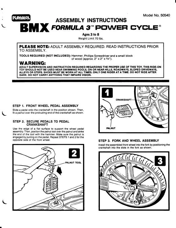 Mode d'emploi HASBRO BMX FORMULA 3 POWER CYCLE