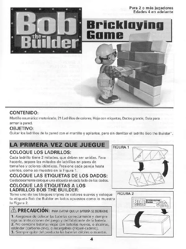 Mode d'emploi HASBRO BOB THE BUILDER BRICKLAYING GAME SPANISH