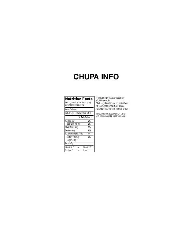 Mode d'emploi HASBRO CAP CANDY CHUPA NUTRITIONAL FACTS