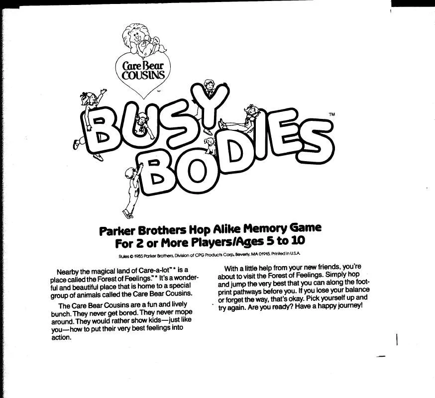 Mode d'emploi HASBRO CARE BEARS BUSY BODIES GAME