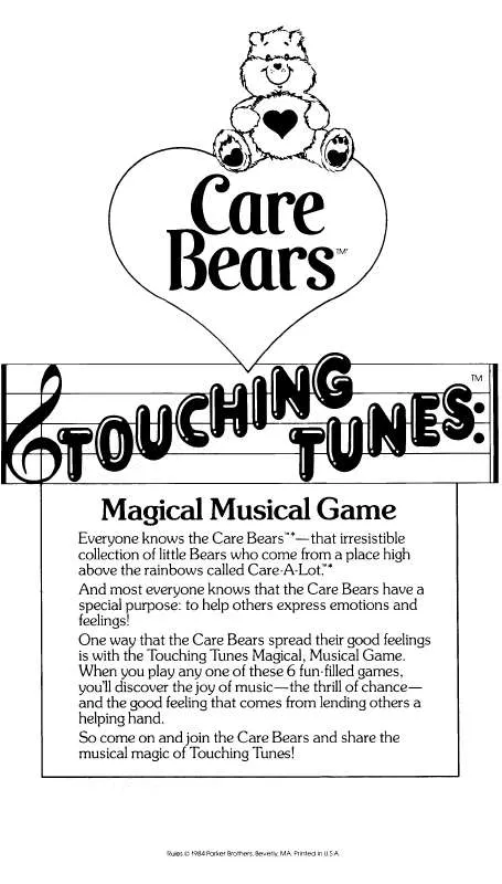 Mode d'emploi HASBRO CARE BEARS TOUCHING TUNES MAGICAL MUSIC GAME