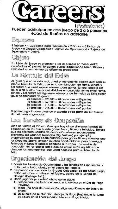 Mode d'emploi HASBRO CAREERS IN SPANISH