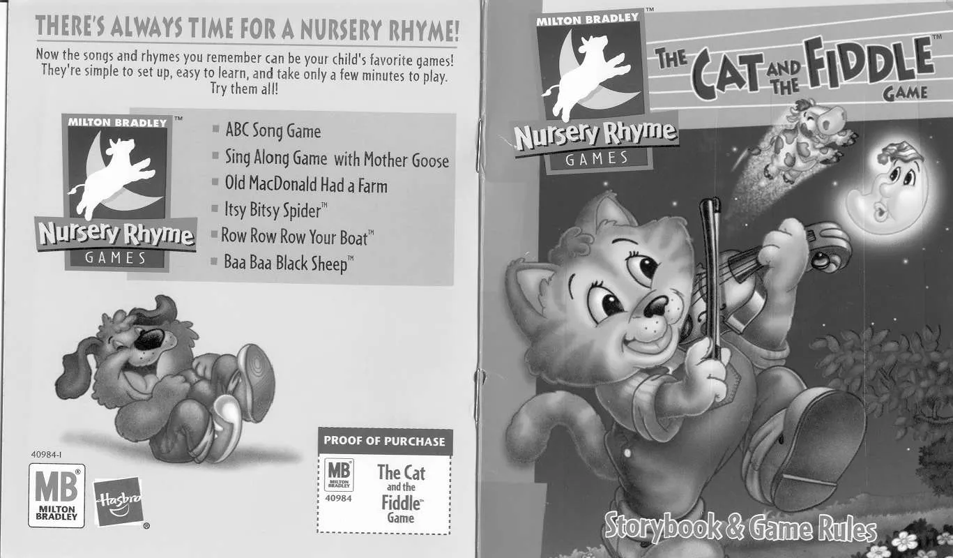Mode d'emploi HASBRO CAT AND THE FIDDLE NURSERY RHYME GAME