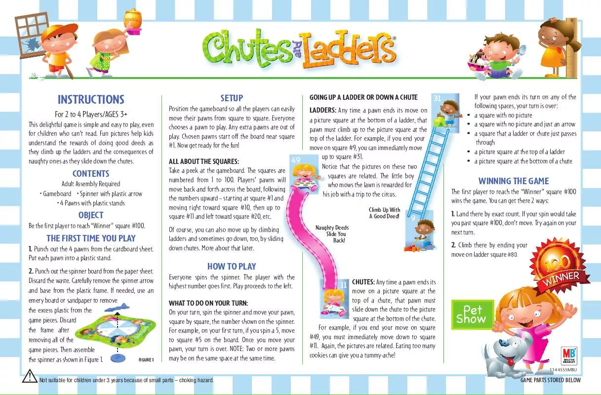 Mode d'emploi HASBRO CHUTES AND LADDERS
