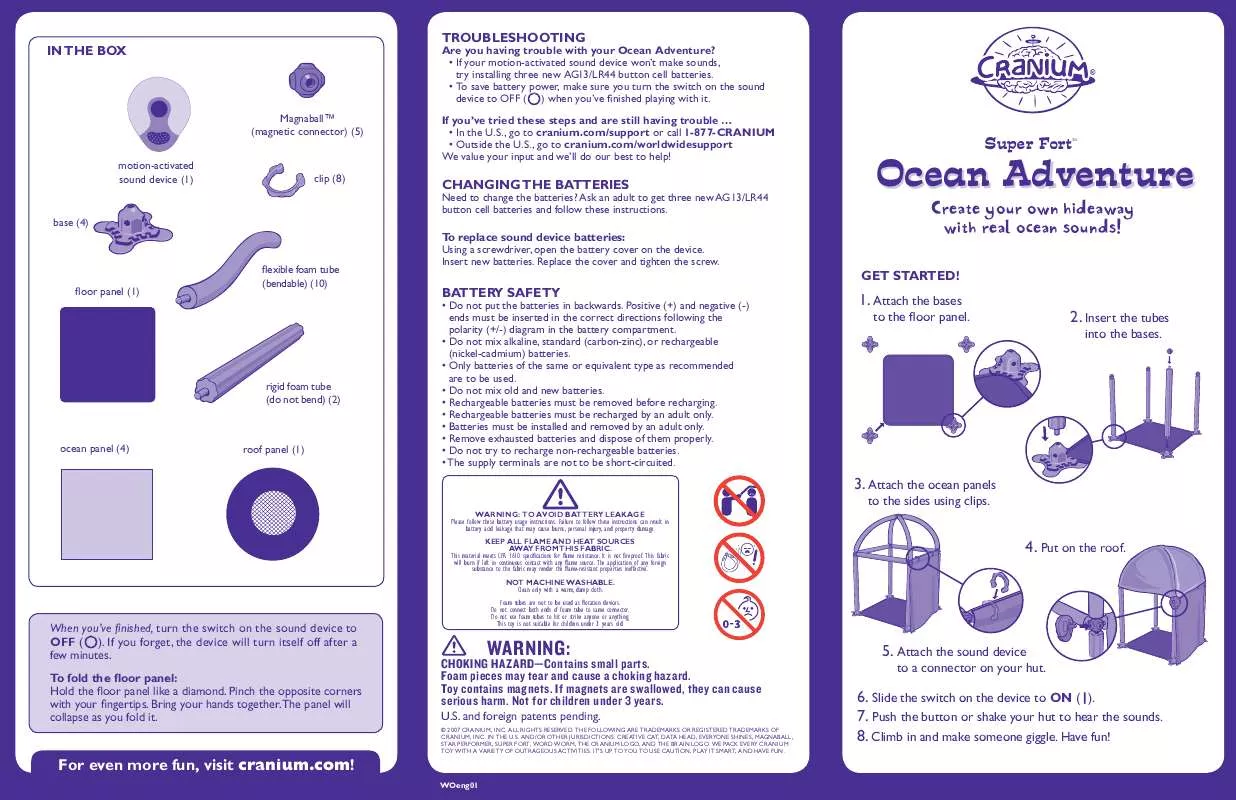 Mode d'emploi HASBRO CRANIUM SUPER FORT OCEAN ADVENTURE