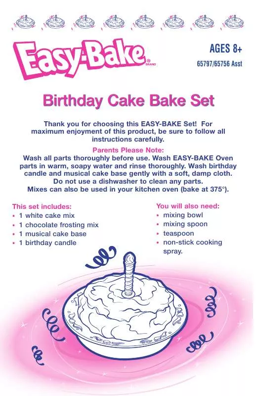 Mode d'emploi HASBRO EASY BAKE BIRTHDAY CAKE BAKE SET