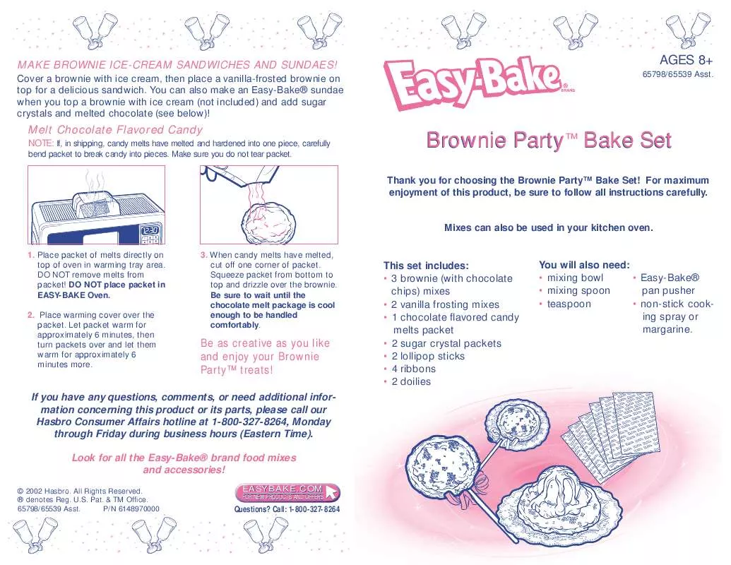Mode d'emploi HASBRO EASY BAKE BROWNIE PARTY BAKE SET
