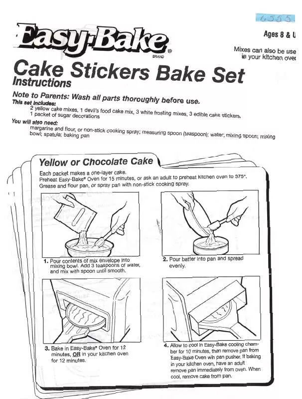 Mode d'emploi HASBRO EASY BAKE CAKE STICKERS