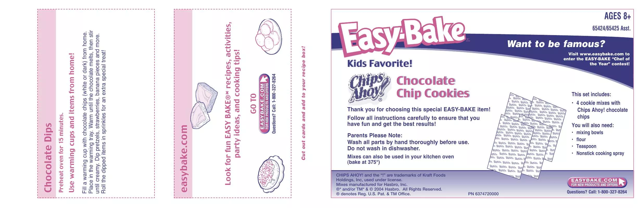 Mode d'emploi HASBRO EASY BAKE CHIPS AHOY CHOCOLATE CHIP COOKIES 2004