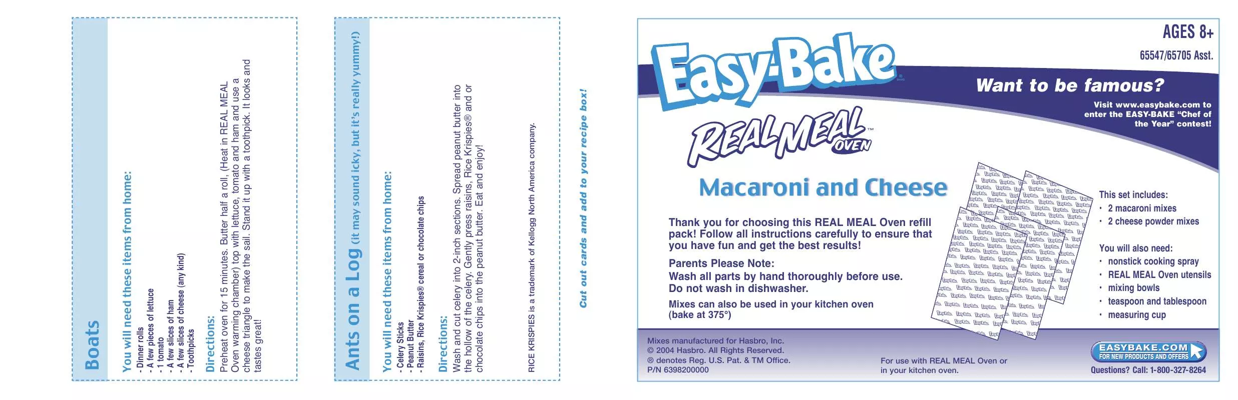 Mode d'emploi HASBRO EASY BAKE REAL MEAL OVEN MACARONI AND CHEESE 2004