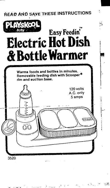 Mode d'emploi HASBRO ELECTRIC HOT DISH AND BOTTLE WARMER