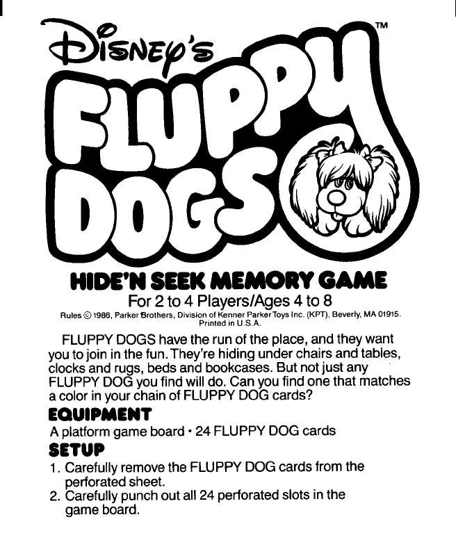 Mode d'emploi HASBRO FLUPPY DOGS THE HIDE N SEEK MEMORY GAME