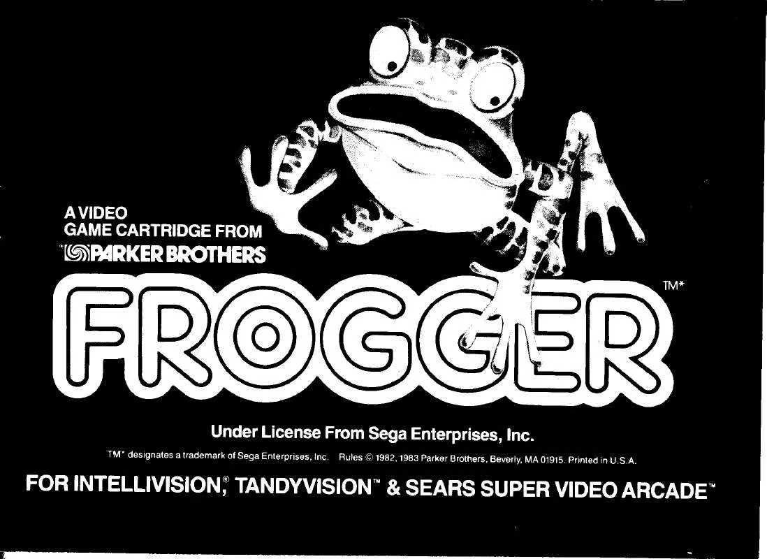 Mode d'emploi HASBRO FROGGER INTELLIVISION TANDYVISION AND SEARS