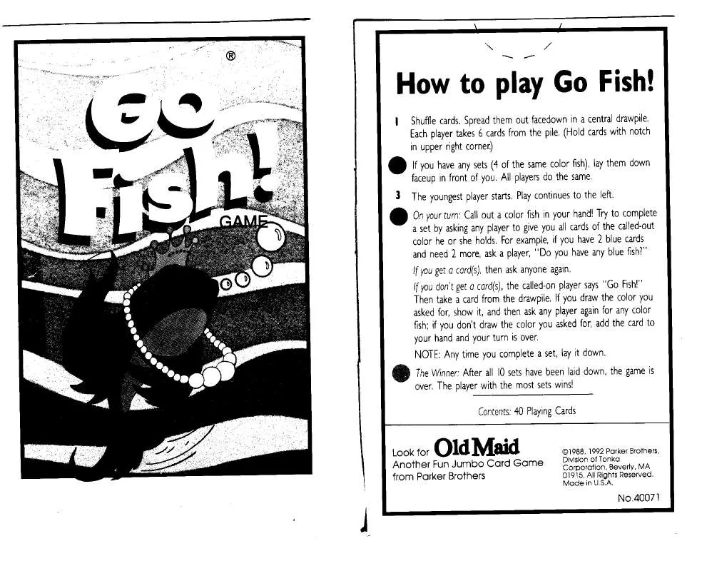 Mode d'emploi HASBRO GO FISH GAME