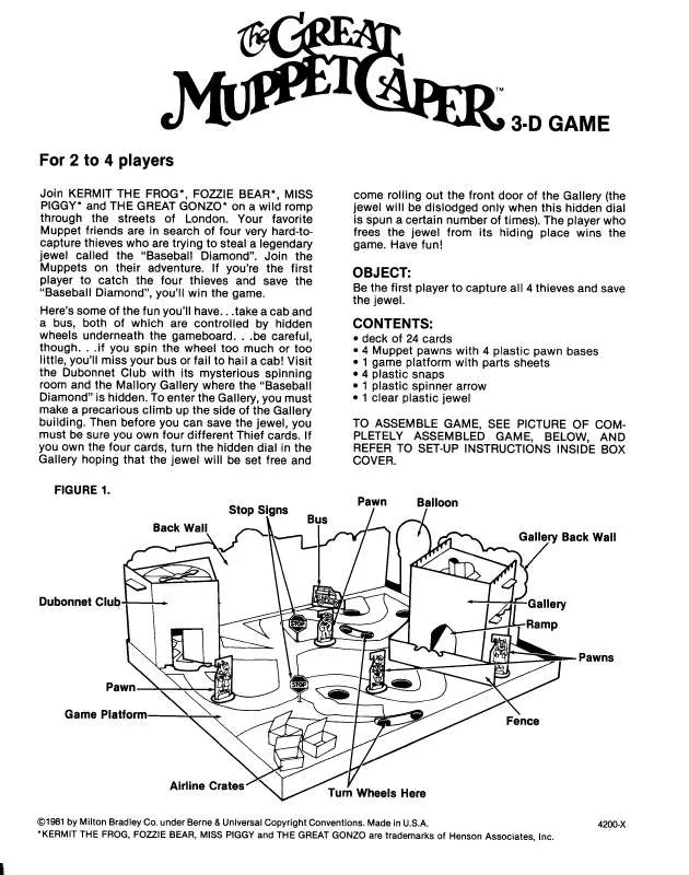 Mode d'emploi HASBRO GREAT MUPPET CAPER 3-D GAME