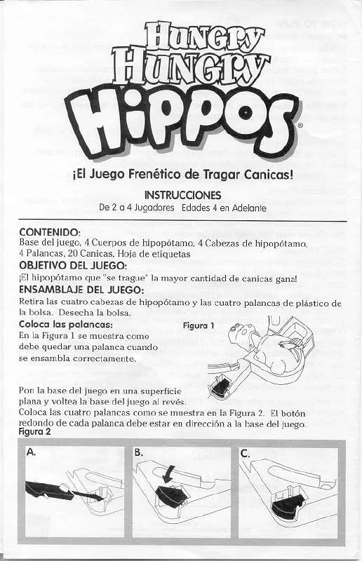 Mode d'emploi HASBRO HUNGRY HUNGRY HIPPOS SPANISH 2000