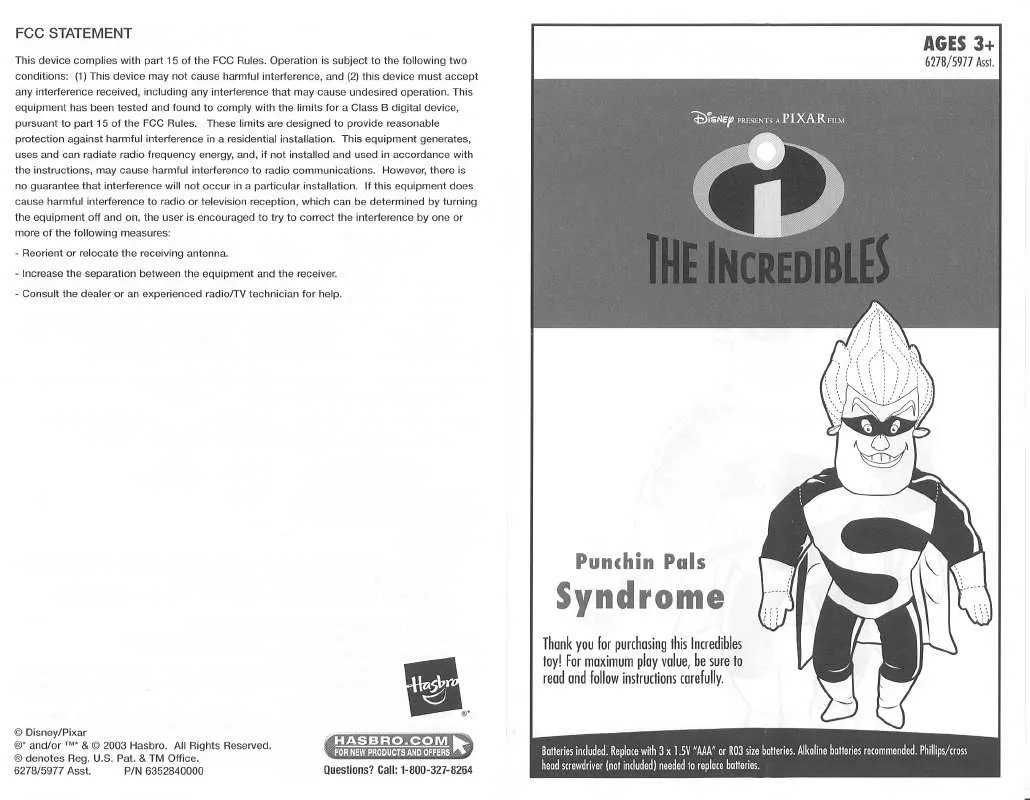 Mode d'emploi HASBRO INCREDIBLES PUNCHIN PALS SYNDROME